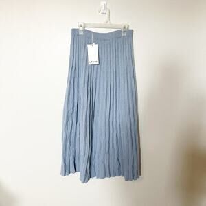 Lemme wool blend accordion pleated midi skirt blue women’s small nwt